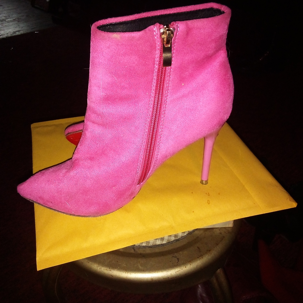 Pink Suede Ankle Boots